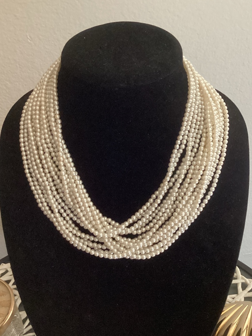 Multi-Strand White Pearl Necklace by